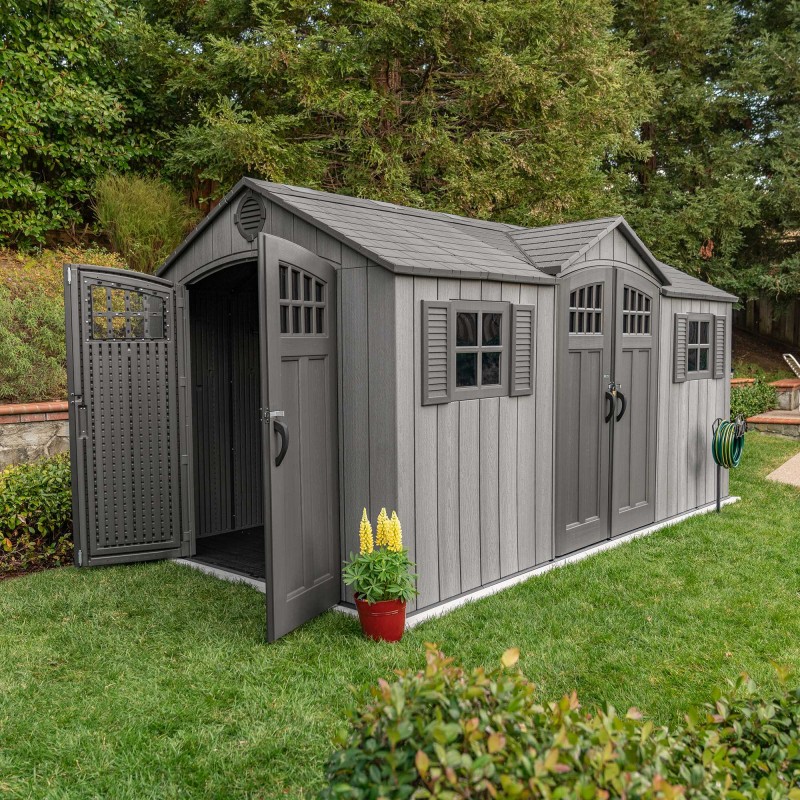 Lifetime 15x8 Rough Cut Outdoor Storage Shed Kit w/ Double Doors - Storm Dust (60318)