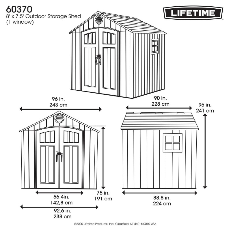 Lifetime 8x7.5 Rough Cut Outdoor Shed Kit with Floor (60370)