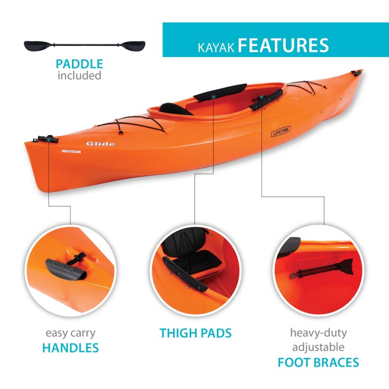 Lifetime Glide 98 Sit-In Kayak with Paddle  - Tangerine (90321)
