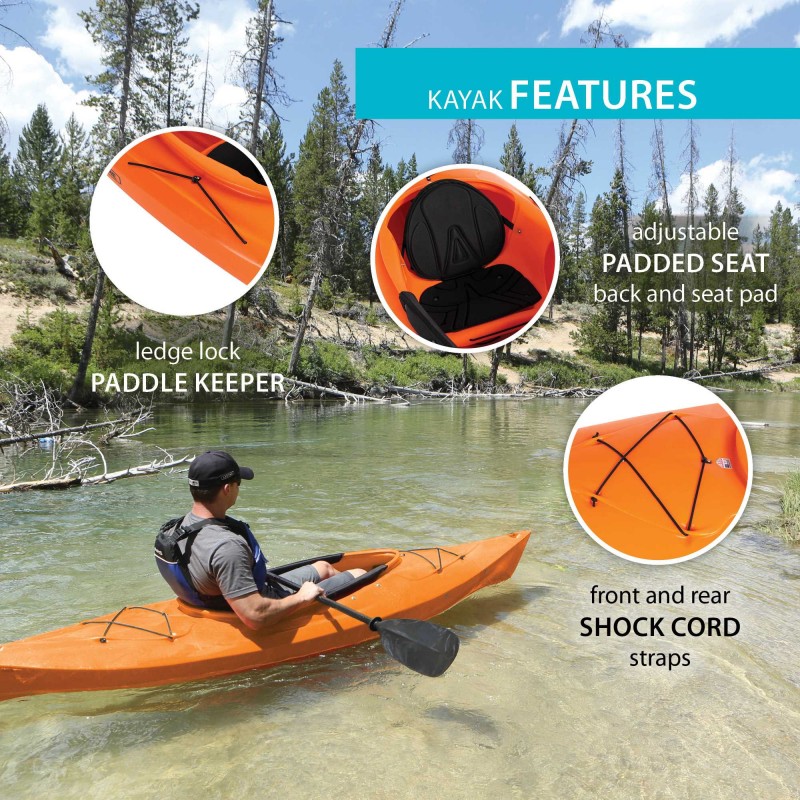 Lifetime Glide 98 Sit-In Kayak with Paddle  - Tangerine (90321)