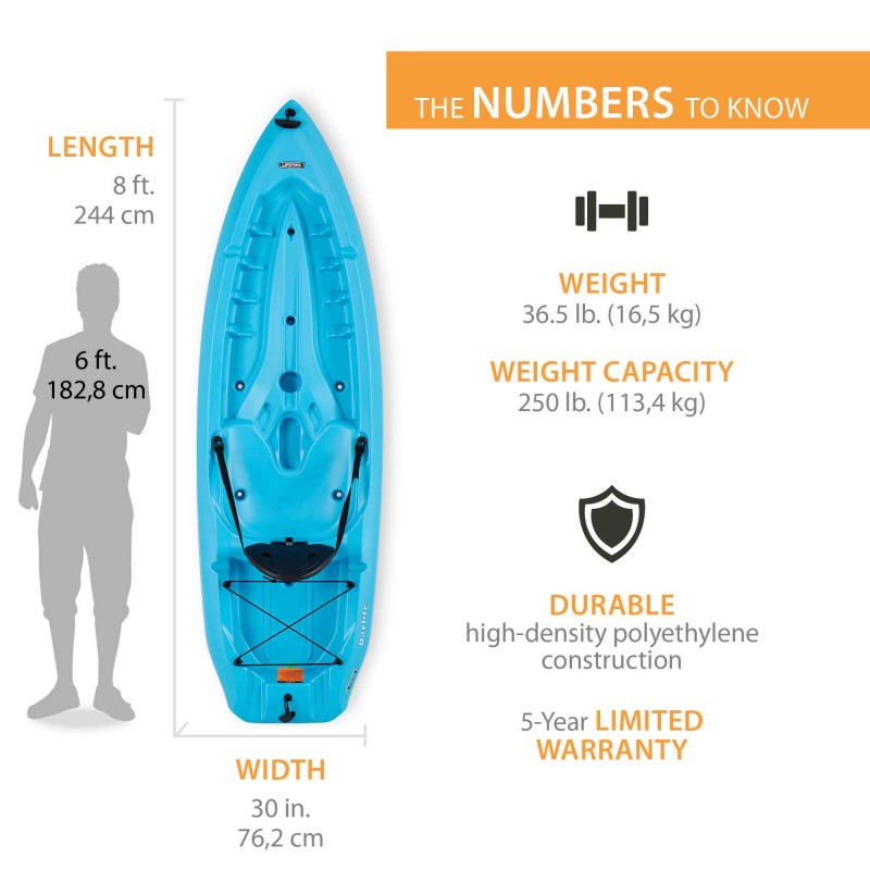 Lifetime Daylite 80 Sit-On-Top Kayak with Paddle  - Glacier Blue (91034)