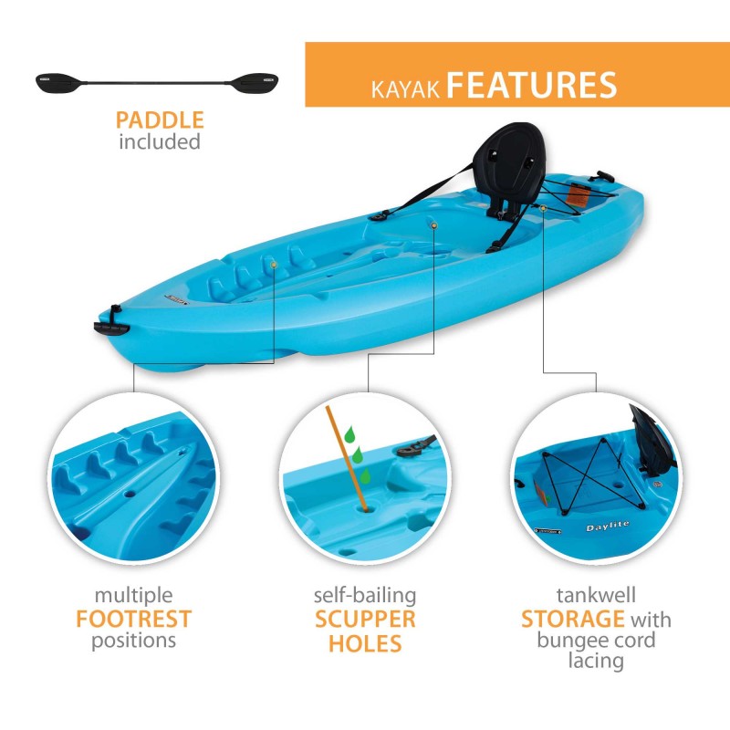 Lifetime Daylite 80 Sit-On-Top Kayak with Paddle  - Glacier Blue (91034)