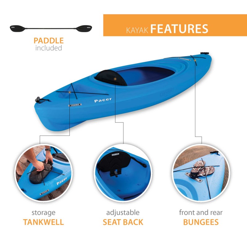Pacer 80 Sit-Inside Kayak with Paddle  - Dragonfly Blue (91112)