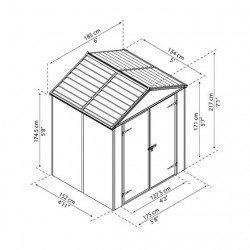 Palram  - Canopia Rubicon 6x5 Shed with Floor - Dark Grey (HG9705GY)