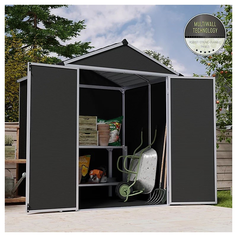 Palram  - Canopia Rubicon 6x5 Shed with Floor - Dark Grey (HG9705GY)