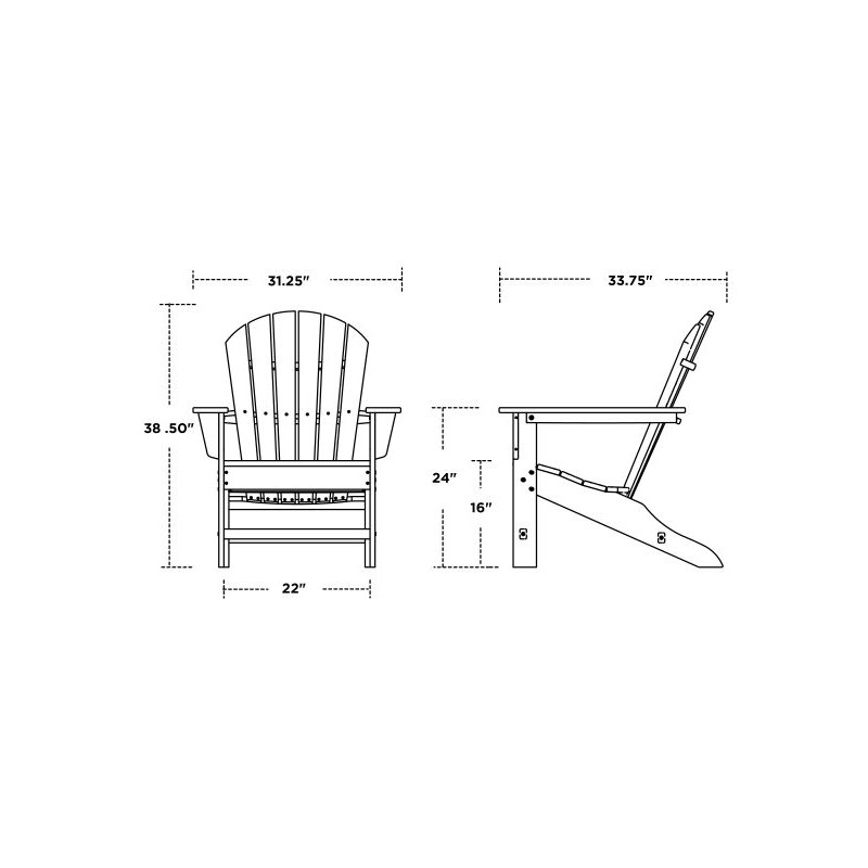 Polywood 4-pack South Beach Adirondack Chairs - Slate Gray (SBA15GY)