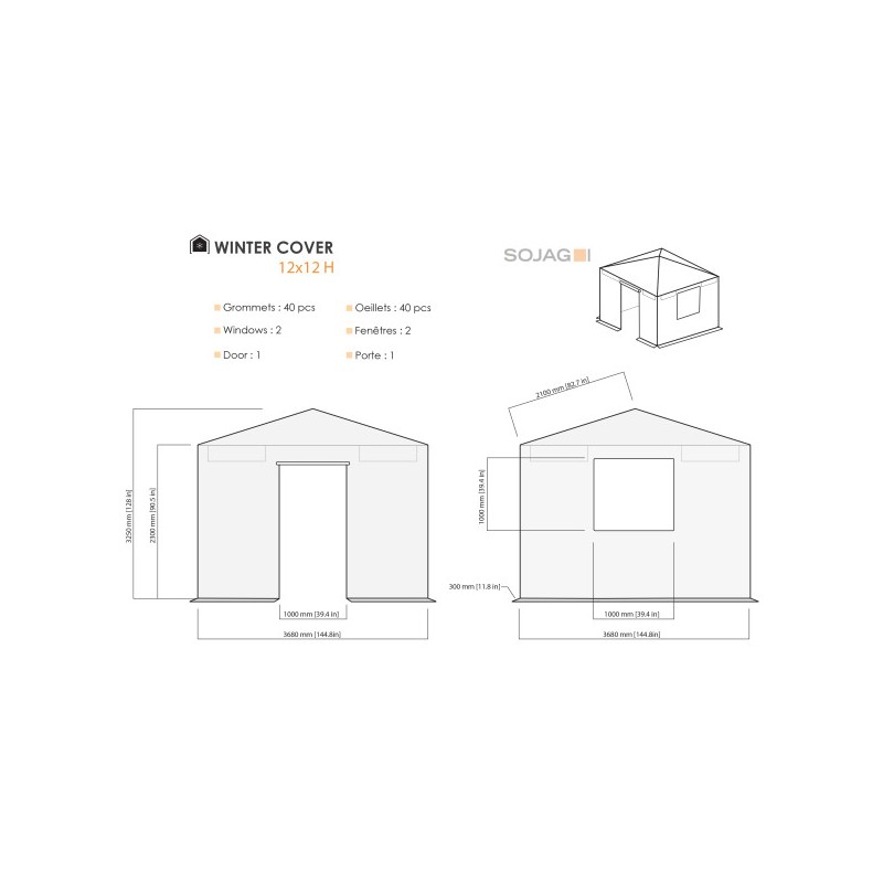 Sojag Universal Winter Cover Plus for 12x12 Gazebos - Grey (135-9168112)