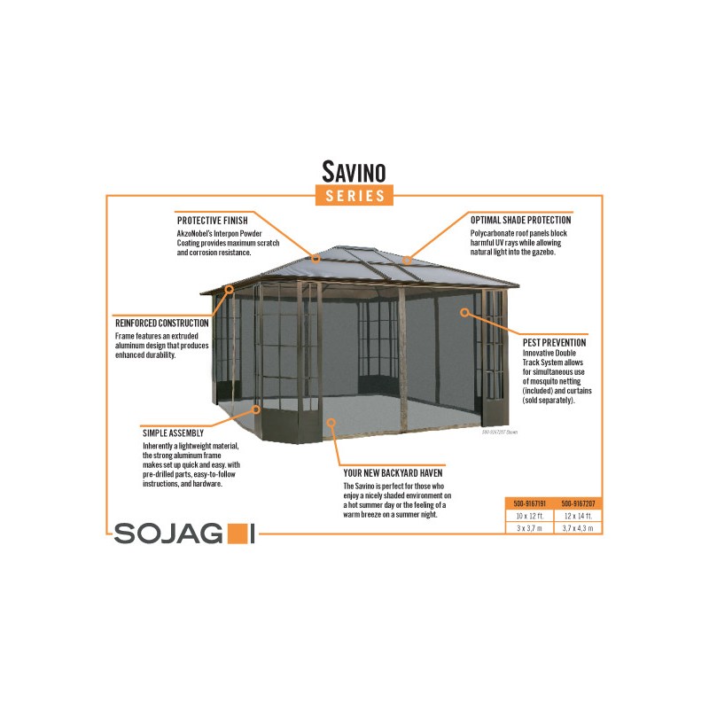 Sojag Savino 10x12 Gazebo Kit - Black (500-9167191)