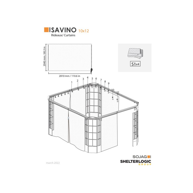 Sojag Curtains for Savino 10x12 Gazebo - Grey (135-9167214)