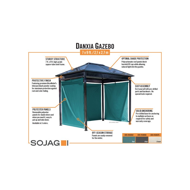 Sojag 7x9 Danxia Gazebo Kit - Teal (309-9168082)