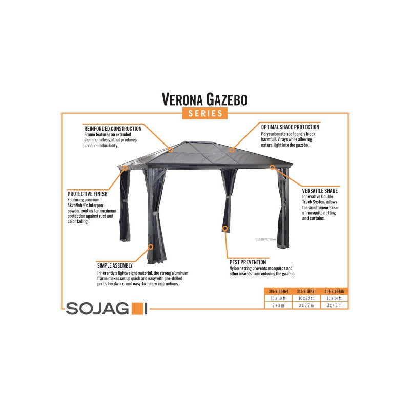 Sojag Verona 10x10 Gazebo Kit - Charcoal (310-9168464)