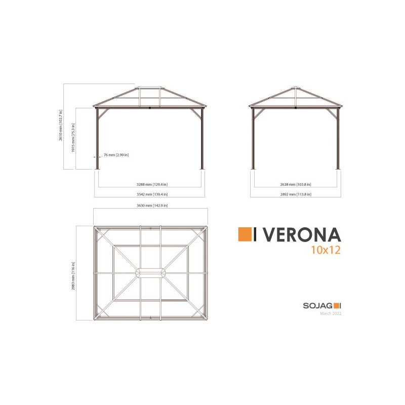 Sojag Verona 10x12 Gazebo Kit - Charcoal (312-9168471)