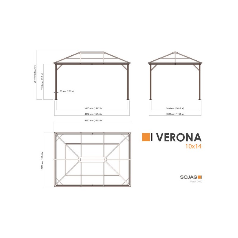 Sojag Verona 10x14 Gazebo Kit - Charcoal (314-9168488)