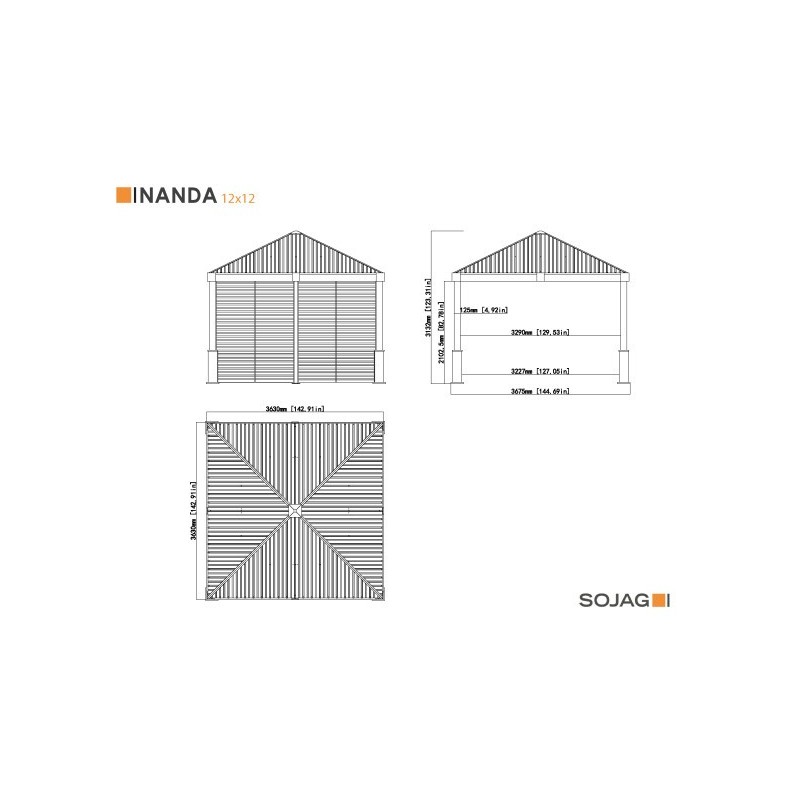 Sojag 12x12 Nanda Gazebo Kit with 2 Louver Walls (500-9168013)