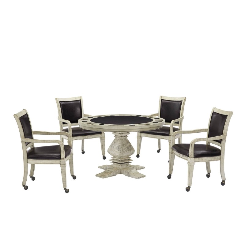 Montecito Poker Table with 4 Arm Chairs - Rustic Gray (BG5019)