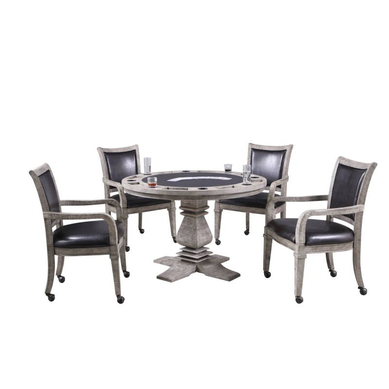 Montecito Poker Table with 4 Arm Chairs - Rustic Gray (BG5019)