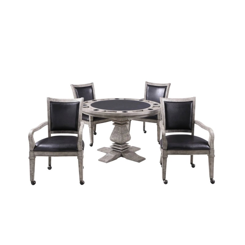Montecito Poker Table with 4 Arm Chairs - Rustic Gray (BG5019)