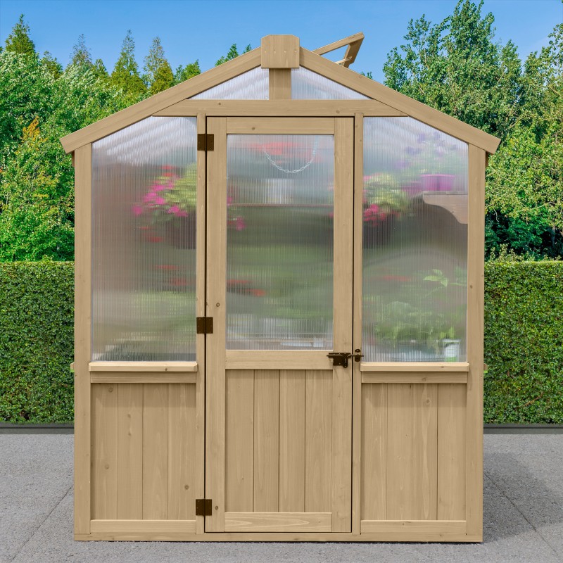 Yardistry 6.7' x 7.8' Meridian Wood Greenhouse Kit (YM11945COM)