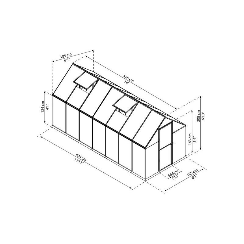 Palram Mythos 6x14 Hobby Greenhouse Kit - Silver (HG5014)