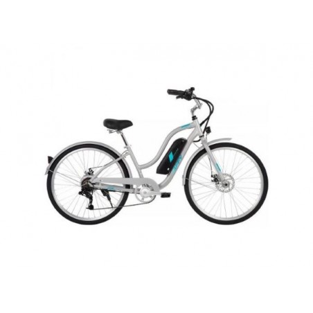 Huffy Everett + Women’s 27.5” Pedal-Assist Electric Comfort Bike – 36V, 350W, Silver (HFBE4870)