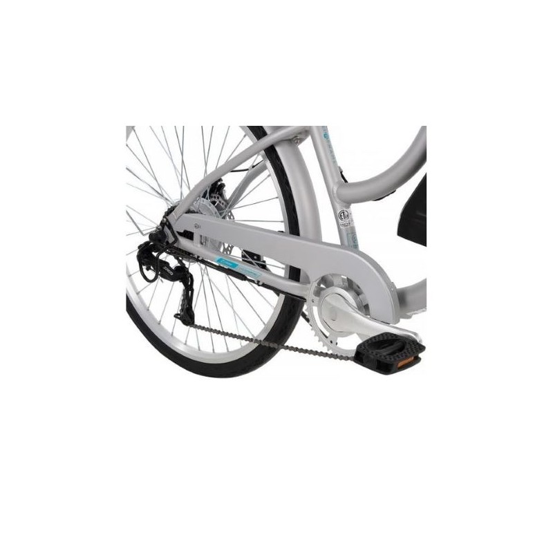 Huffy Everett + Women’s 27.5” Pedal-Assist Electric Comfort Bike – 36V, 350W, Silver  (E4870)