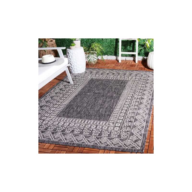 Safavieh Courtyard Collection Outdoor 5'3"x7'7" Medium Rectangle Rug - Black/Beige (CY8484-36621-5)