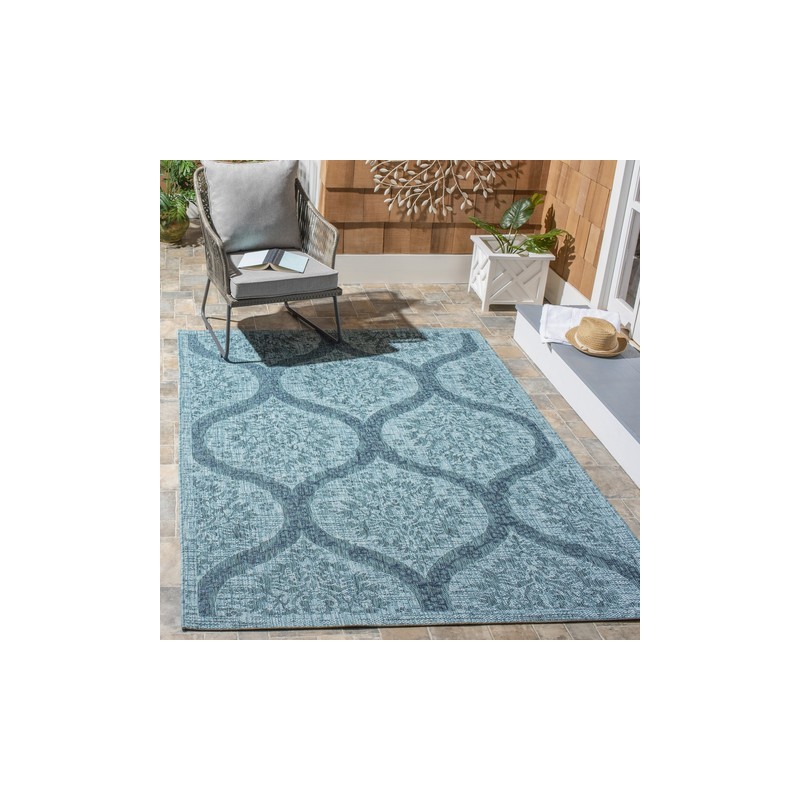 Safavieh Courtyard Collection Outdoor 5'3"x7'7" Medium Rectangle Rug - Blue/Grey (CY8511-38221-5)