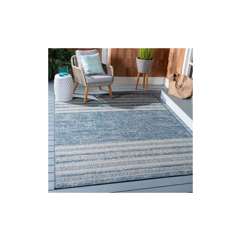 Safavieh Courtyard Collection Outdoor 5'3"x7'7" Medium Rectangle Rug - Navy/Grey (CY8061-36821-5)