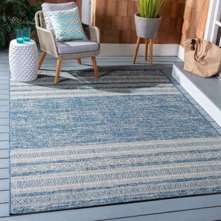 Safavieh Courtyard Collection Outdoor 5'3"x7'7" Medium Rectangle Rug - Navy/Grey (CY8061-36821-5)