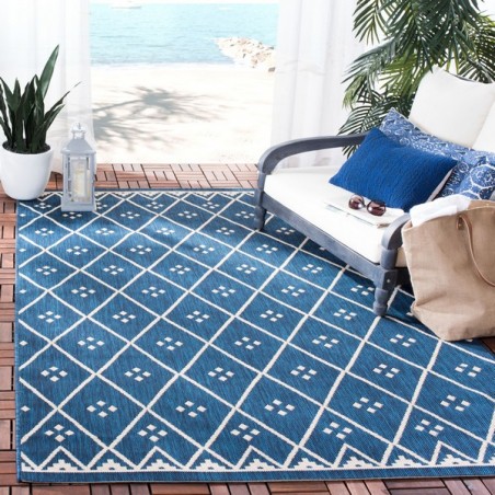 Safavieh Courtyard Collection Outdoor 5'3"x7'7" Medium Rectangle Rug - Navy/Light Beige (CY6303-258-5)