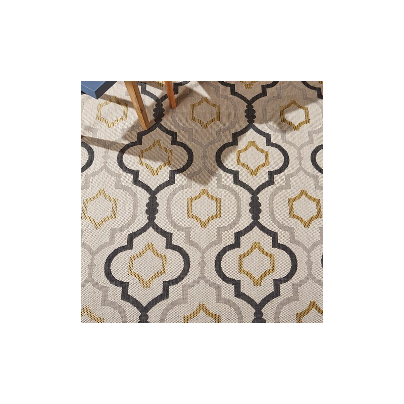 Safavieh Courtyard Collection Outdoor 5'3"x7'7" Medium Rectangle Rug - Beige/Black (CY7938-256A21-5)