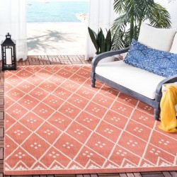 Safavieh Courtyard Collection Outdoor 5'3"x7'7" Medium Rectangle Rug - Terracotta/Light Beige (CY6303-231-5)