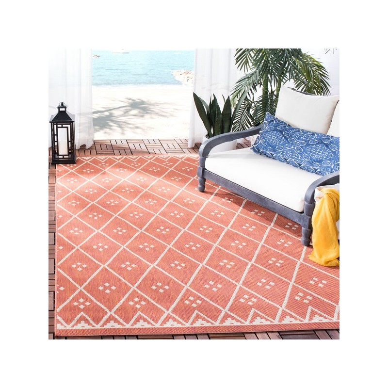 Safavieh Courtyard Collection Outdoor 5'3"x7'7" Medium Rectangle Rug - Terracotta/Light Beige (CY6303-231-5)