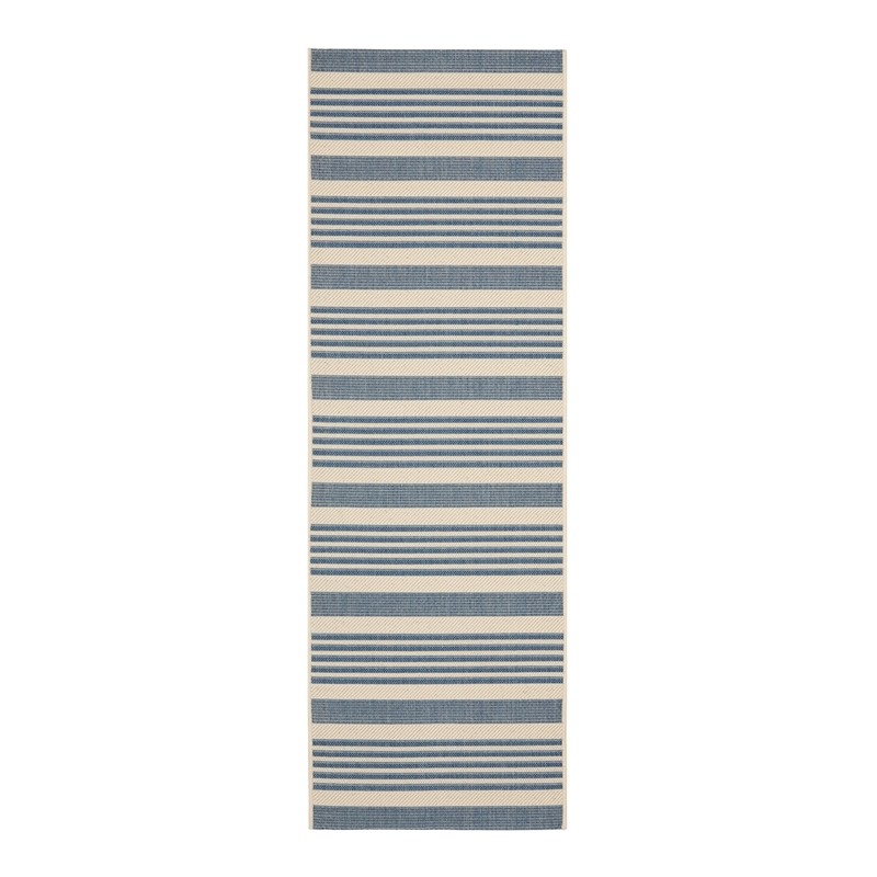 Safavieh Courtyard Collection Outdoor 2'3"x6'7" Runner Rug - Beige/Blue (CY6062-233-27)