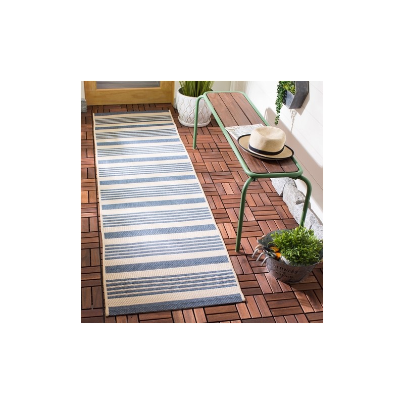 Safavieh Courtyard Collection Outdoor 2'3"x6'7" Runner Rug - Beige/Blue (CY6062-233-27)