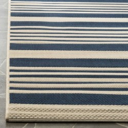 Safavieh Courtyard Collection Outdoor 4'x4' Square Rug - Navy & Beige Stripes (CY6062-268-4SQ)