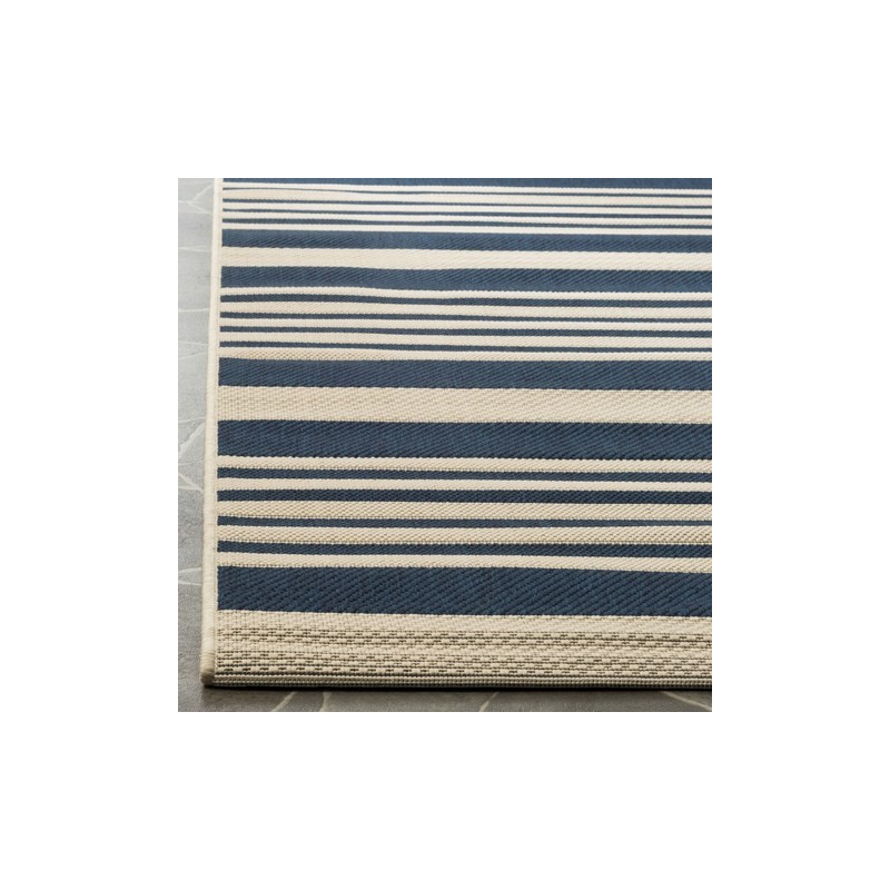 Safavieh Courtyard Collection Outdoor 4'x4' Square Rug - Navy & Beige Stripes (CY6062-268-4SQ)