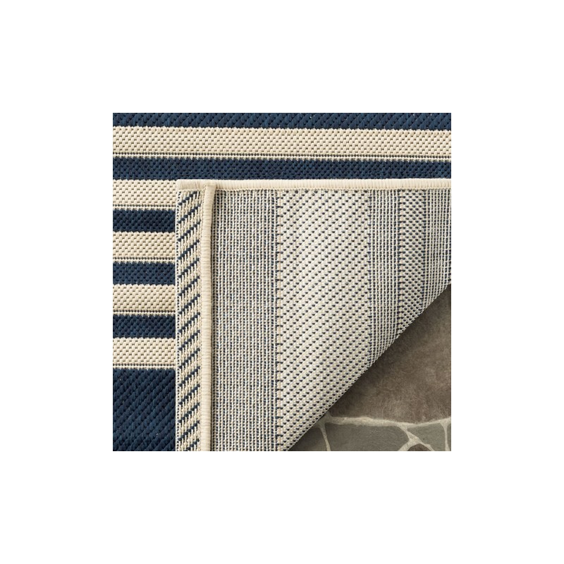 Safavieh Courtyard Collection Outdoor 4'x4' Square Rug - Navy & Beige Stripes (CY6062-268-4SQ)
