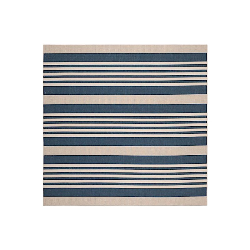Safavieh Courtyard Collection Outdoor 4'x4' Square Rug - Navy & Beige Stripes (CY6062-268-4SQ)