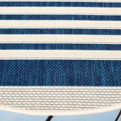 Safavieh Courtyard Collection Outdoor 4'x4' Round Rug - Navy & Beige Stripes (CY6062-268-4R)