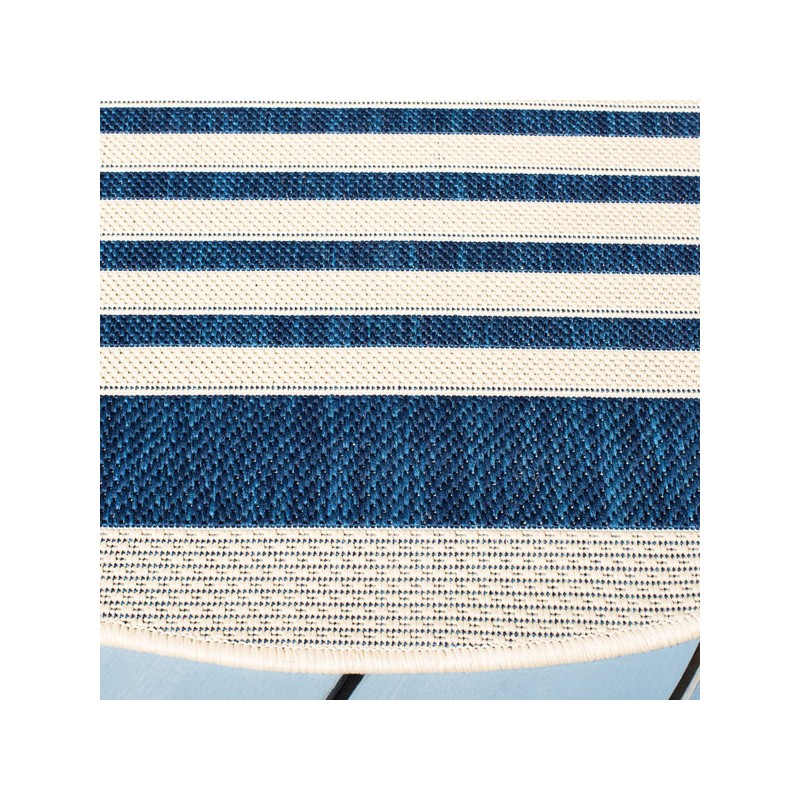 Safavieh Courtyard Collection Outdoor 4'x4' Round Rug - Navy & Beige Stripes (CY6062-268-4R)