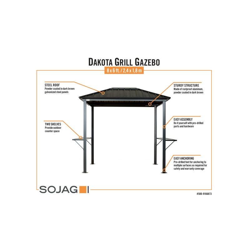 Sojag 6x8 BBQ Dakota Grill Gazebo Kit (500-9168792)