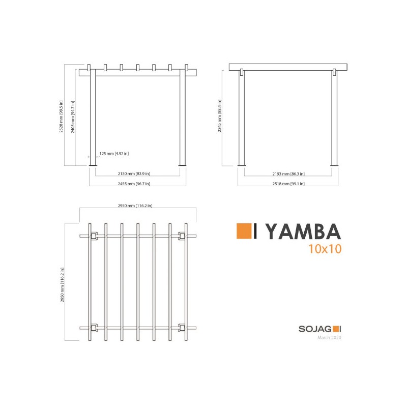 Sojag Yamba 10x10 Pergola Kit - Black (500-9167795)