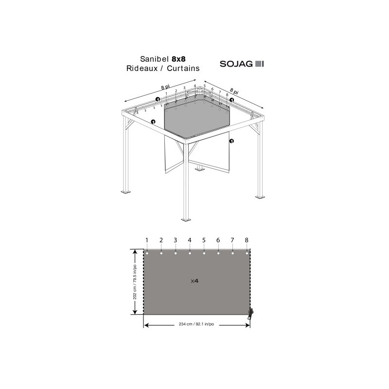 Sojag Sanibel 8x8 Polyester Curtains - Brown (135-9168907)