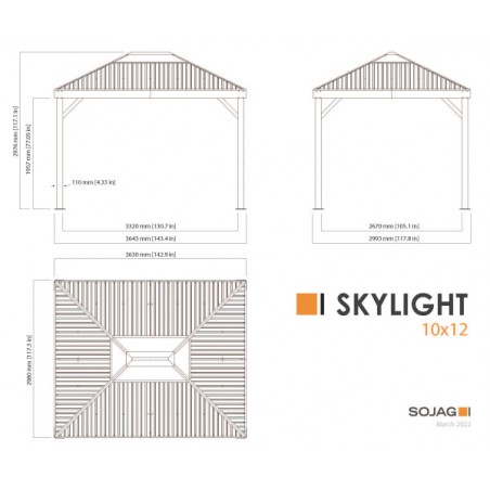 Sojag Skylight 10x12 Gazebo - Black (500-9168662)