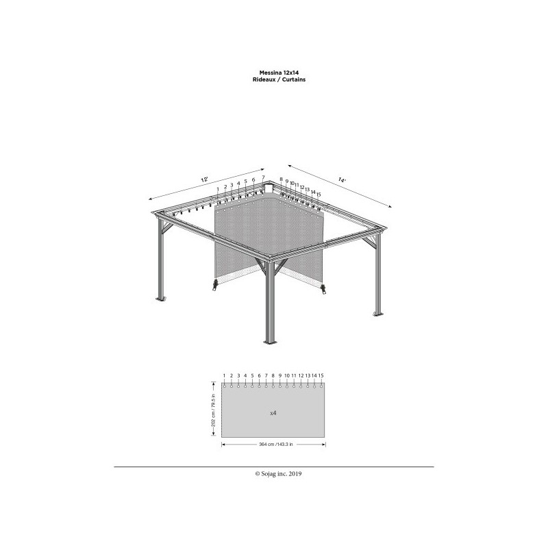 Sojag Curtains for Monaco 12x14 - Gray (1135-9163988)
