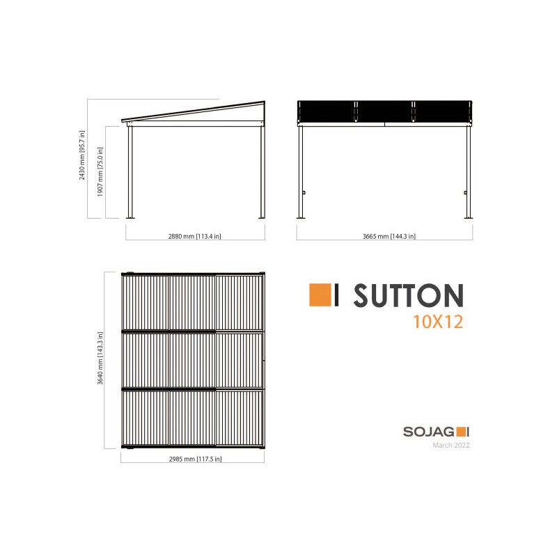 Sojag 10x12 Sutton Wall-Mounted Gazebo Kit - Black (500-9168808)