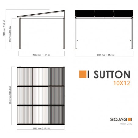 Sojag 10x12 Sutton Wall-Mounted Gazebo Kit - Black (500-9168808)