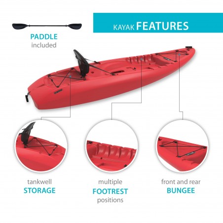 Lifetime Hydros 8.5 ft. Sit-On-Top Kayak w/ Paddle - Red (90936)