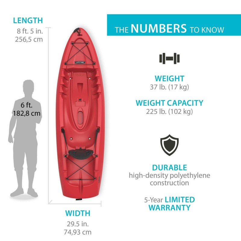 Lifetime Hydros 8.5 ft. Sit-On-Top Kayak w/ Paddle - Red (90936)